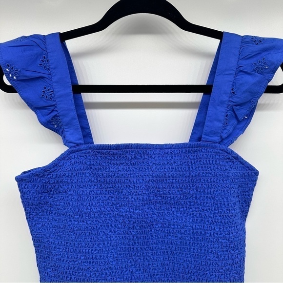 Old Navy Fitted Ruffle-Trim Smocked Cropped Top Batik Blue Size Medium - Picture 6 of 12
